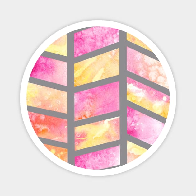 Pink and Yellow Watercolor Magnet by RosanneCreates